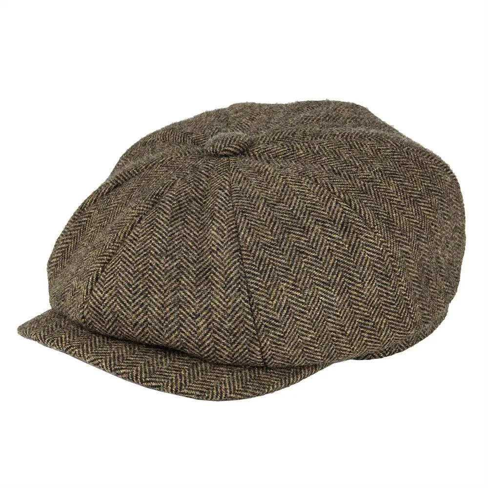 BOTVELA-Gorra de lana Tweed Newsboy para hombre y mujer, sombrero Retro de Gatsby británico, gorra plana para Conductor, boina de espiga Vintage