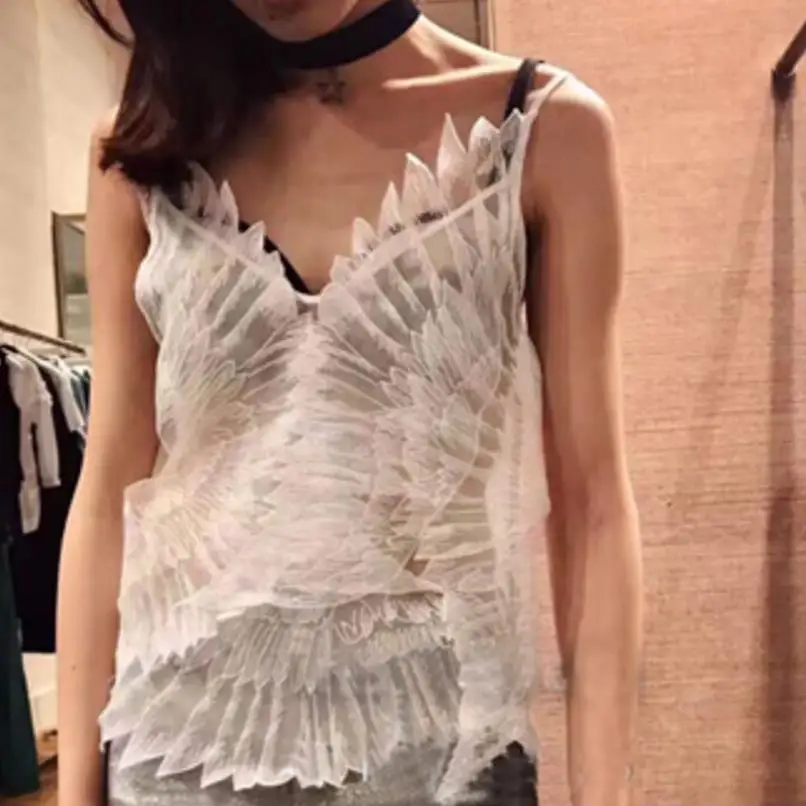 Женская кружевная блузка из органзы с винтажной вышивкой|Топы| |