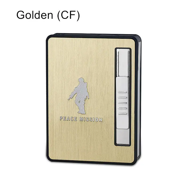 Golden (CF) Водонепроницаемый чехол для электронных сигарет USB с прикуривателем, 10 шт., держатель для сигарет, usb-зарядка, зажигалка, гаджеты для мужчин, подарок - Цвет: Golden (CF)