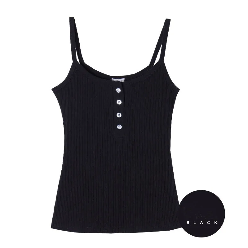 Женская однотонная майка под рубашку с передними пуговицами | одежда