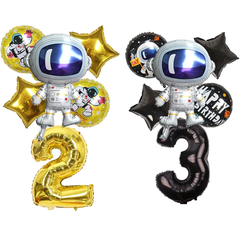 6 шт./компл. воздушный шар из фольги с изображением космонавта 32 дюйма золотой