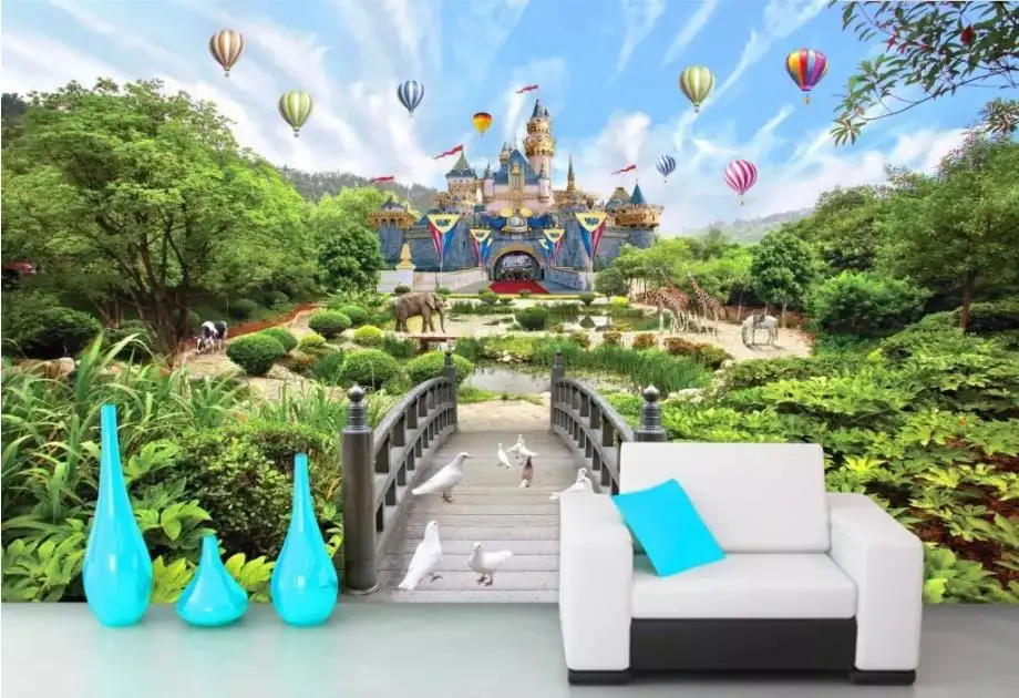 Кирпичные обои 3d замок животное Фреска гостиная диван ТВ фон 3D рулон