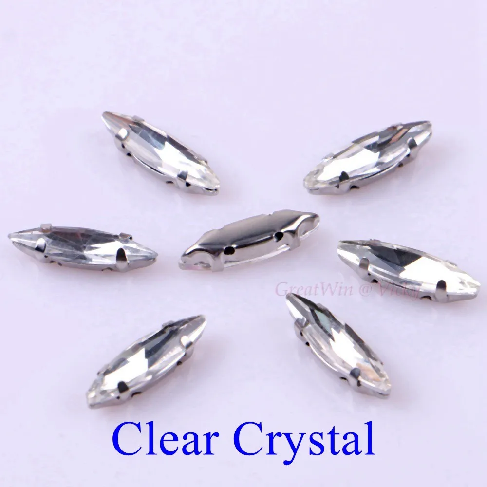 Clear Crystal 4x15mm 50 шт./упак. стеклянный лошадиный глаз пришить стразы с страз в форме когтя металлическое основание, с пряжкой, с украшением в виде кристаллов Камень Алмаз чехол для одежды - Цвет: Clear Crystal