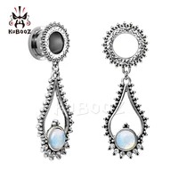 kubooz piercing stainless steel dangle gauges stone body jewelry screw back ear plugs and tunnels pair selling earrings