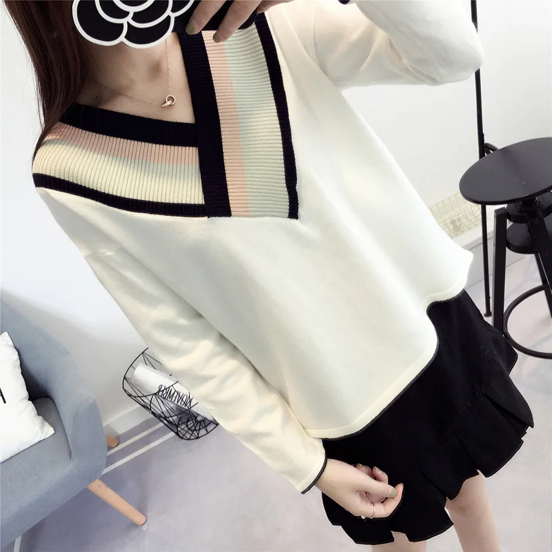 Новинка 2017 крест v-образным вырезом пуловер свитер женский зима | Женская одежда