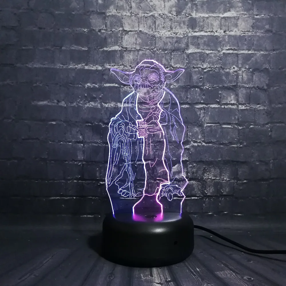Новый креативный 3D светильник Master Yoda с рисунком из мультфильма Звездные войны