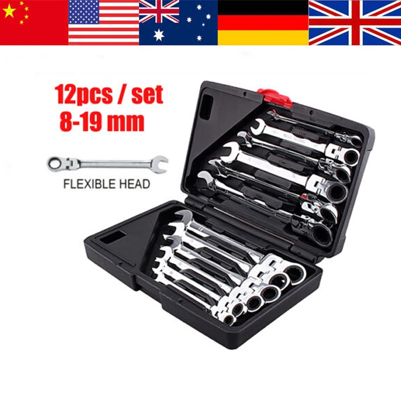 Домашный инструменр 12 шт. инструмент для ремонта авто и ключ с трещотким гибкой