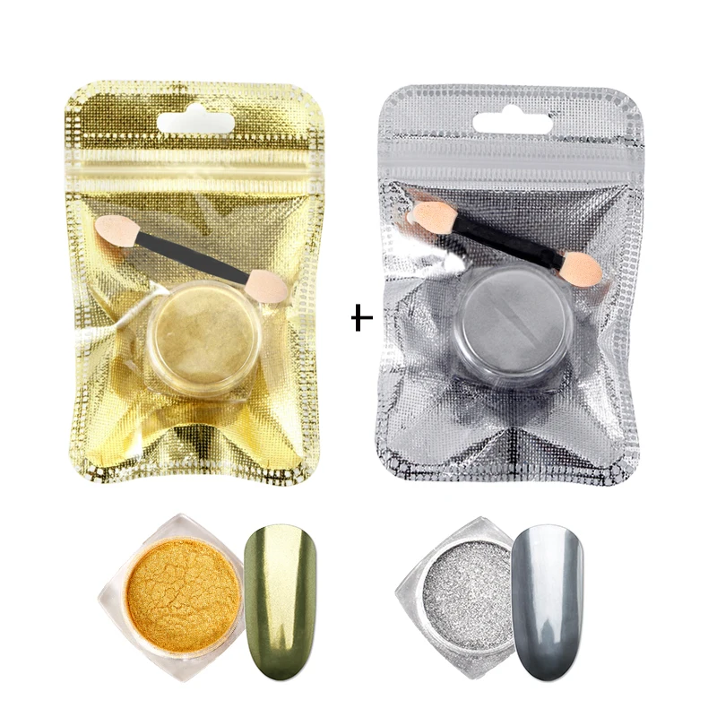 Новые золотые и серебряные блестки для ногтей волшебные зеркальные эффекты