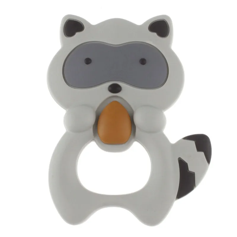 Colgante de silicona de ardilla para dentici&oacute;n de beb&eacute;, accesorios para collar, mordedor de mapache, mordedores sin BPA, juguete para dientes infantiles, 4 Uds.-3