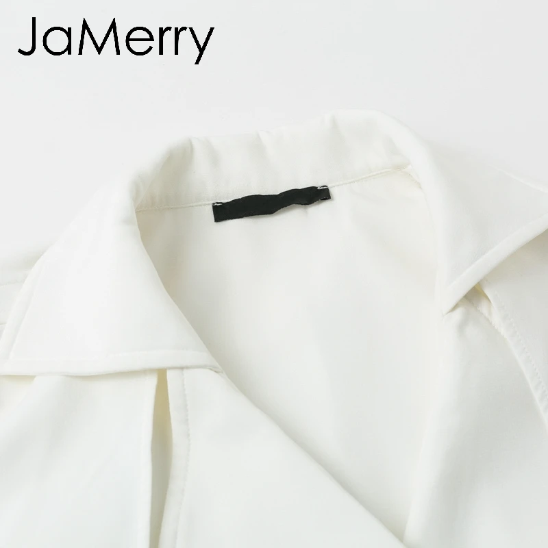 JaMerry, однотонное женское платье с пуговицами, рукав с рюшами, элегантное, с поясом, для офиса, для женщин, для работы, Тренч, платье, Блейзер, белое, для вечеринки, vestido