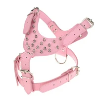cool design dog leather harness vest leather dog harness for pitbull pink leather spiked dog harness for big dog