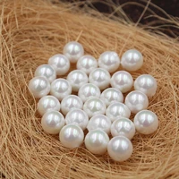 white color nice quality south sea oyster round shape shell pearls half drilled loose pearls 50pcslot