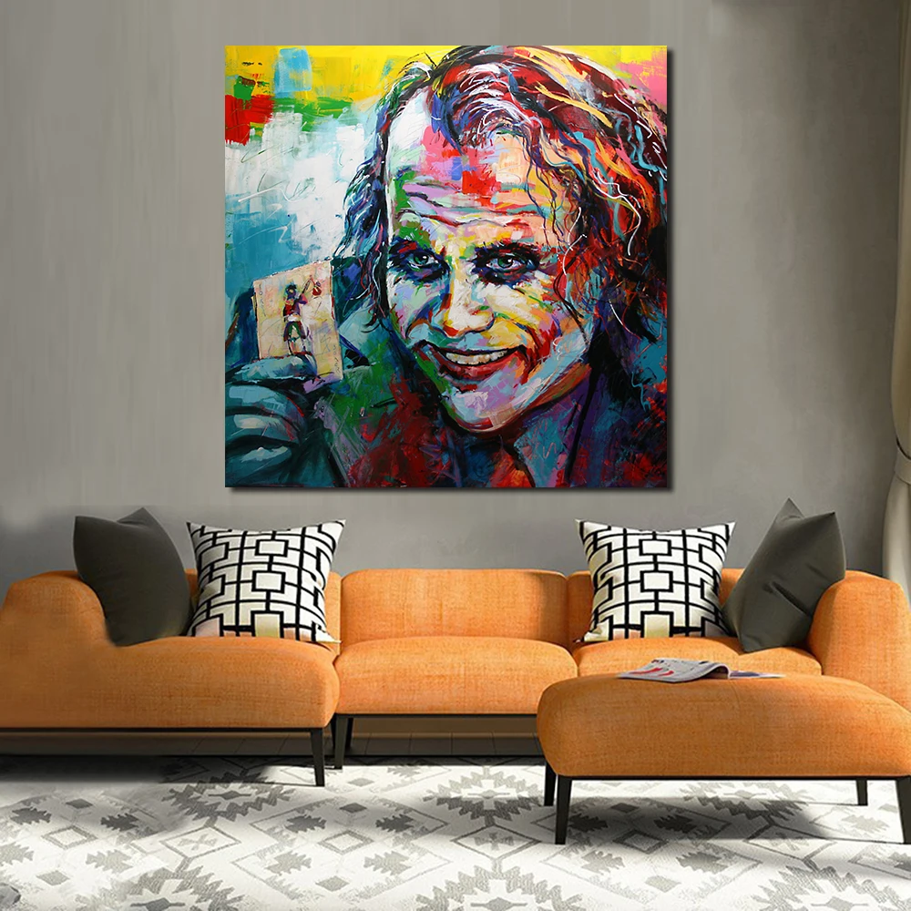 JQHYART граффити клоун картина маслом холст искусство картины для гостиной стены