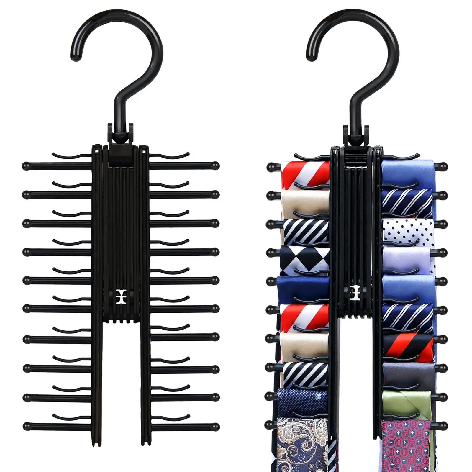 Adjustable 360 Degree Rotating Tie Rack Belt Scarf Neckties Hanger Holder Multifunctional Closet Organizer Top Quality | Дом и сад