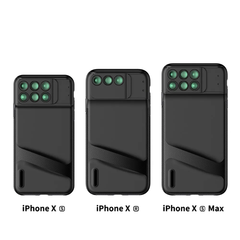 Объектив PHOLES 6 в 1 SLR для iPhone XS/XS Max 3 XR с чехлом телефона широкоугольный + макро рыбий