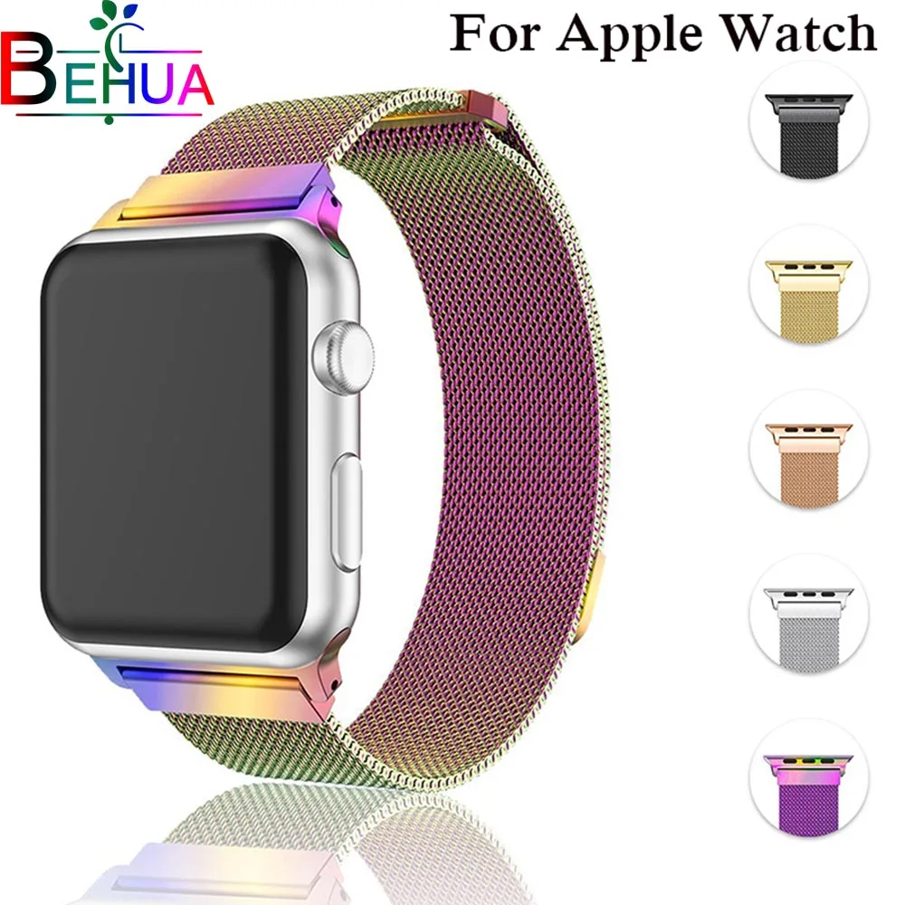 Спортивный Браслет Миланская петля часы на магнитном ремешке для Apple Watch band iwatch