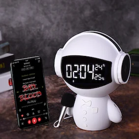 with data display Мини Портативный мультфильм робот Bluetooth динамик s беспроводной приемник музыкальная стереоколонка плеер Домашний офис с будильником - Цвет: with data display