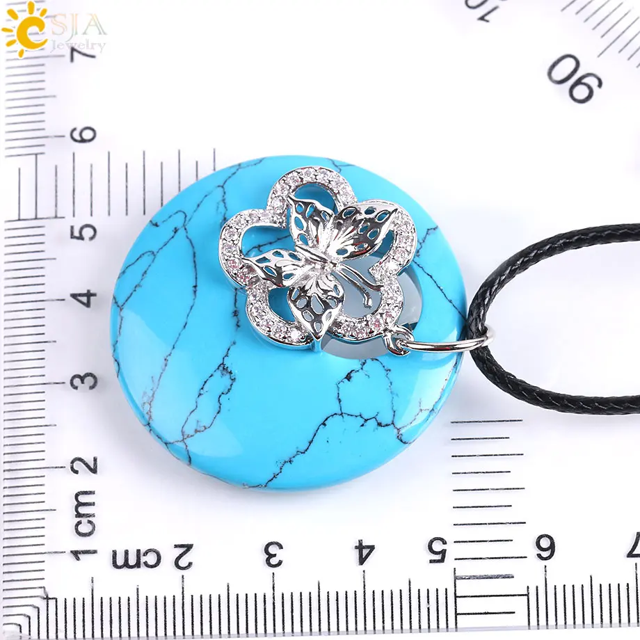 Ожерелья и подвески CSJA из натурального круглого драгоценного камня зеленый