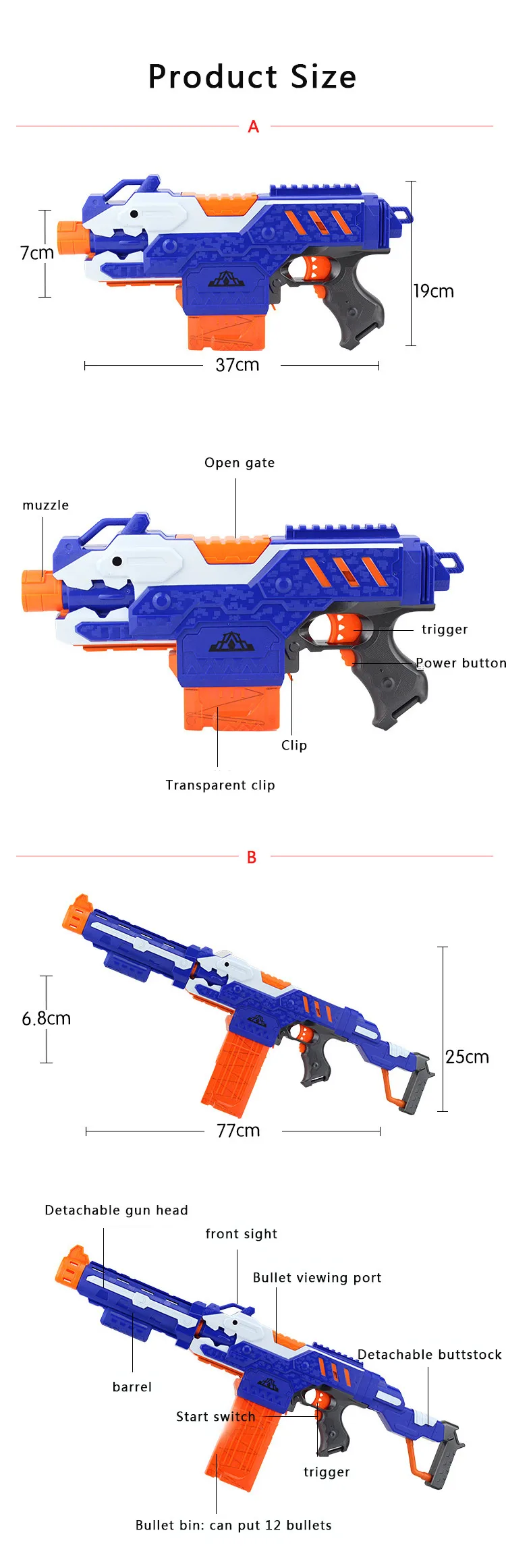 Пулемет для пулемета Nerf, мягкие пули, игрушечный пистолет, пулеметы, костюм для игрушечного пистолета Nerf, Дротика, идеальный костюм, подарок на день рождения, игрушки для детей