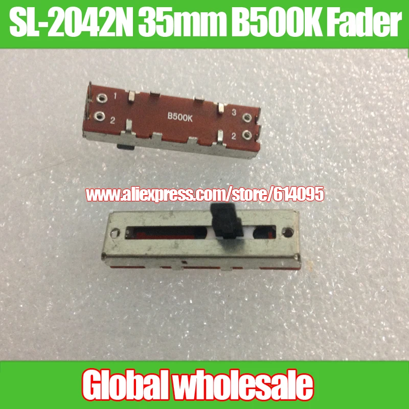 2 шт. потенциометр B500K/моно фейдер переменные резисторы/черная ручка 10 мм белый