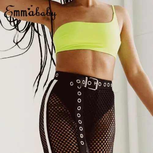 Новые модные женские широкие штаны с высокой талией сетчатые свободные летние