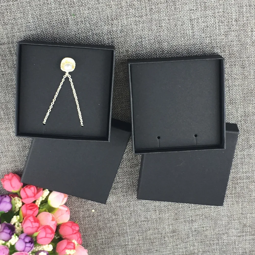 12 компл черная коробка для украшений и ювелирные открытки сережки с австрийскими