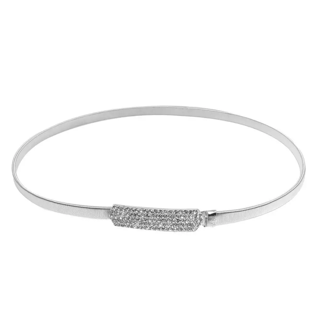 Free shipping!Women Metal Rectangle DEcor Interlocking Buckle Elastic Waist Chain | Аксессуары для одежды