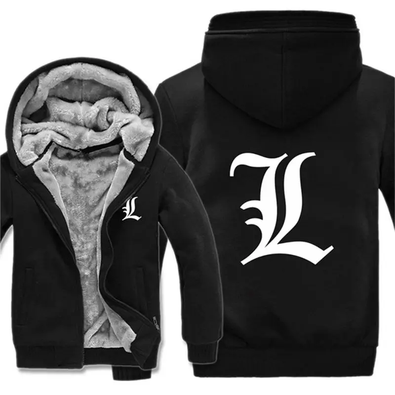 2019 зима молния с капюшоном аниме Death Note куртка унисекс повседневное шерсть флис