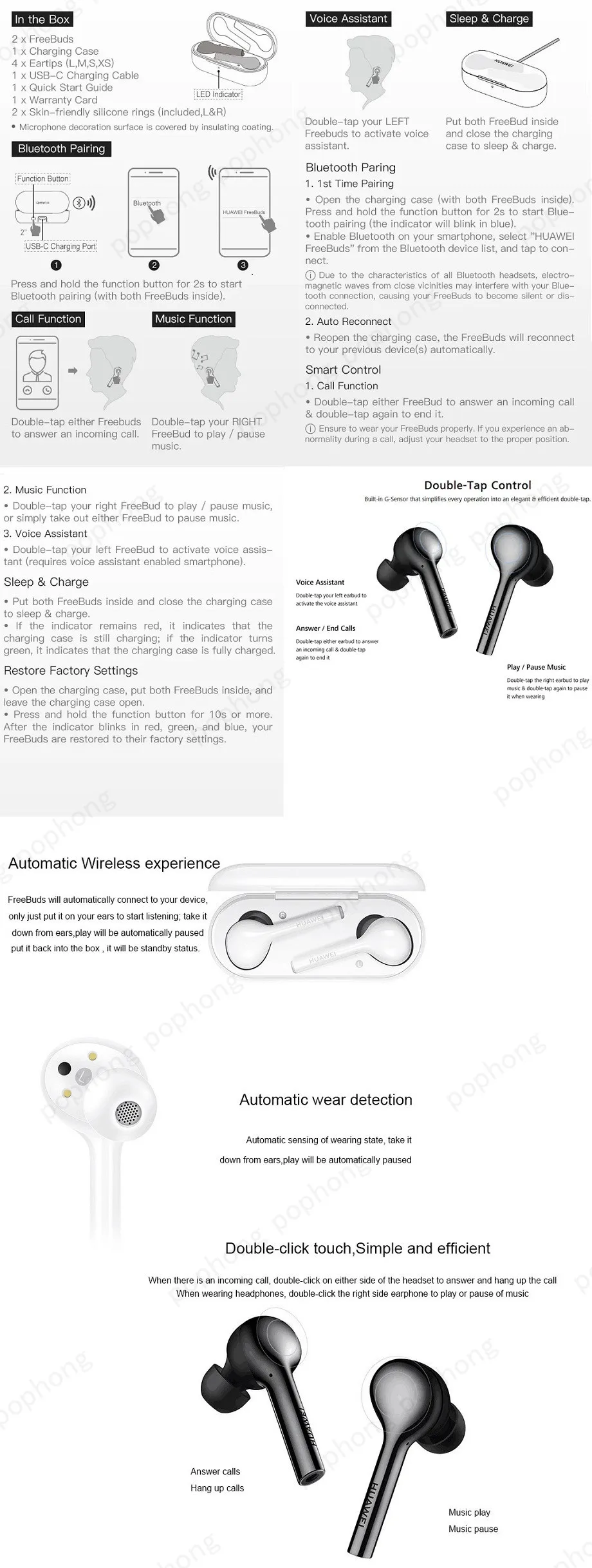 Оригинальные беспроводные Bluetooth наушники HUAWEI FreeBuds с микрофоном, музыкальные, спортивные, модные, гарнитура, свободные руки, динамические+ баланс