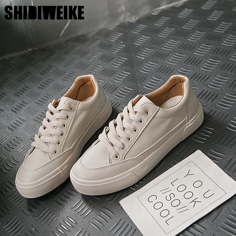 Кожаные кроссовки Женская Белая обувь коллекция 2019 года сезон весна на платформе
