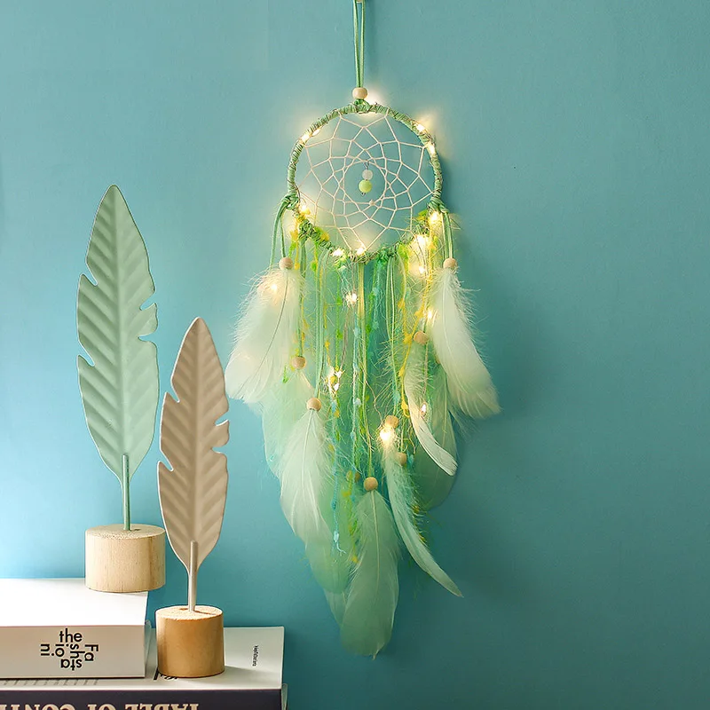 

Dream cather Original green small night light dream catcher soft sister room decoration air lighting hanging decoration birthday