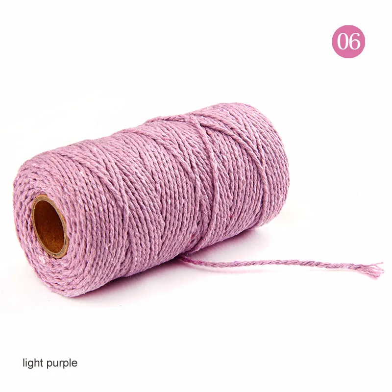 light purple Витая веревка для макраме, ручная работа, сделай сам, Свадебный декор, швейная нить, ручная работа, 100 ярдов, хлопковые шнуры, 19 цветов - Цвет: light purple