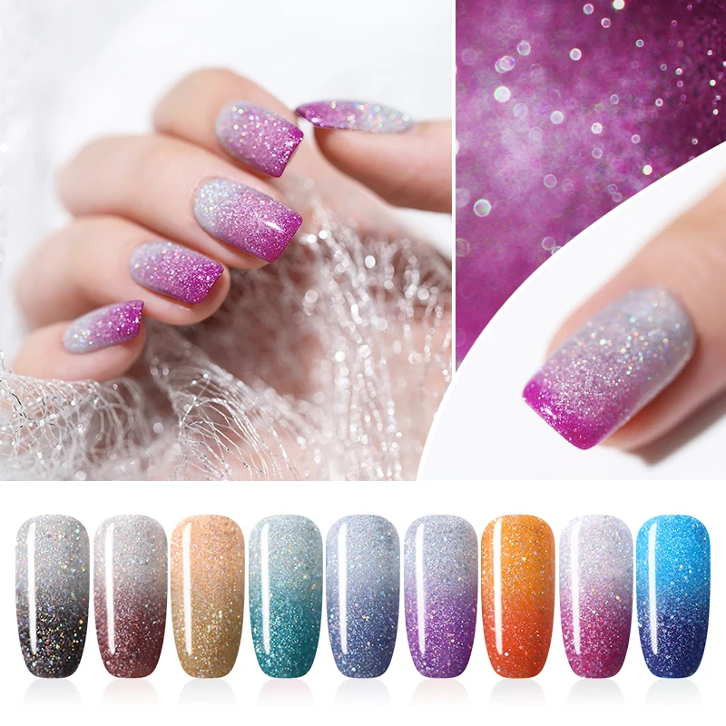 UR SUGAR Thermal Gel Polish Temperature Color Change Glitter varnish Soak Off UV Hybrid Varnish Semi Permanent | Красота и здоровье