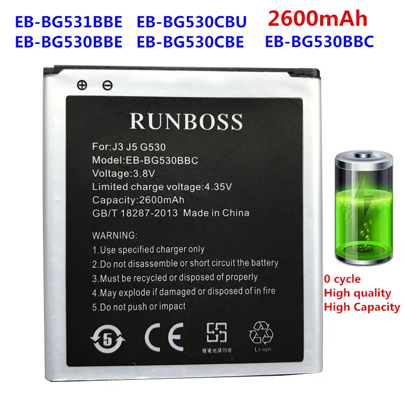2600 мА/ч EB-BG530CBE EB-BG531BBE для samsung Galaxy Grand Prime J3 2016 J320F SM-J320FN G5308W G530 G530H G531 J5 2015 Батарея |
