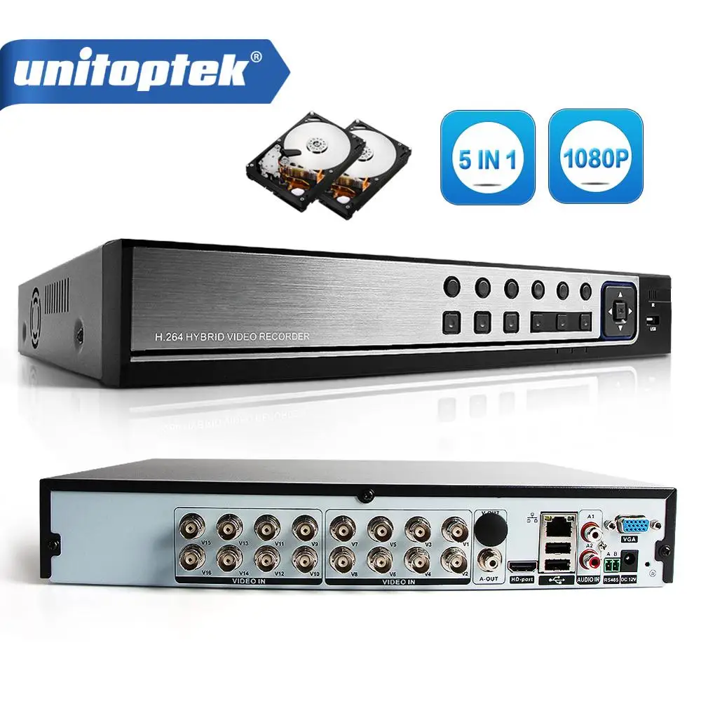 H.264 16CH AHD DVR 1080P 5 в 1 TVI CVI видео рекордер 2MP CCTV камера Onvif 2 * SATA HDD 4Ch воспроизведение