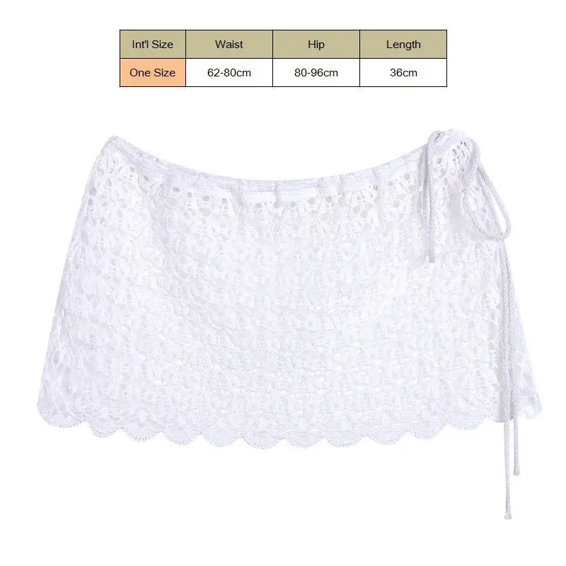 Модная женская мини-юбка из полиэстера сексуальная вязаная крючком накидка на