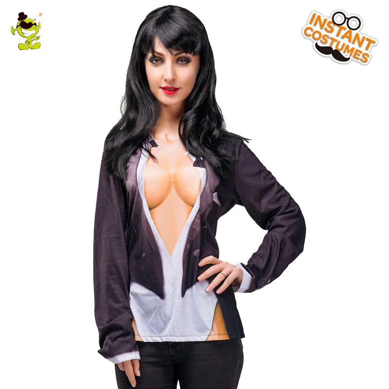 Женские пикантные тренер футболка костюм для взрослых 3D Печатных карнавальные