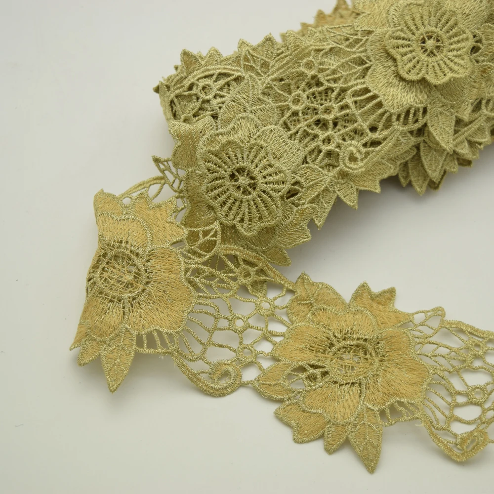 10yards 7.5CM WIED Flower Lace Vintage Style Gold Tone Wedding Dress Sewing Craft DIY | Дом и сад