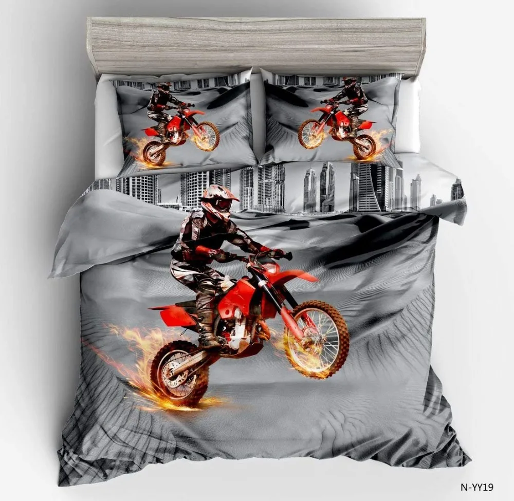 

3d Bedding set queen size motorcycle design Print duvet Cover set with pillowcase Quilt Cover best gift