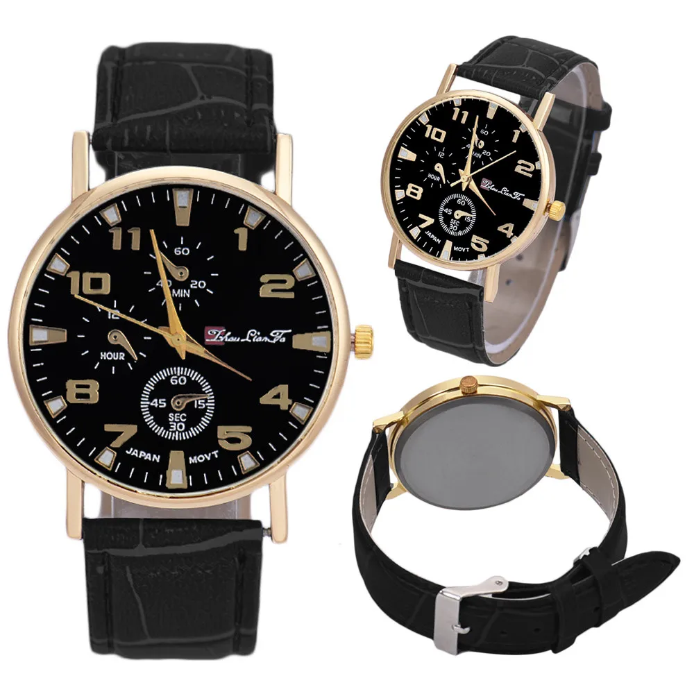 Мужские и женские часы унисекс из искусственной кожи с аналоговым ремешком