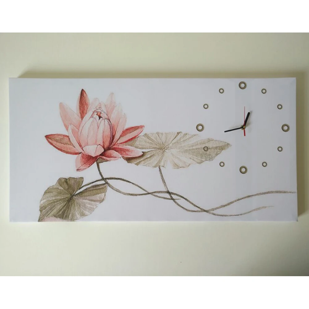 E-HOME Pink Lotus Clock in Canvas 1pcs wall clock | Дом и сад