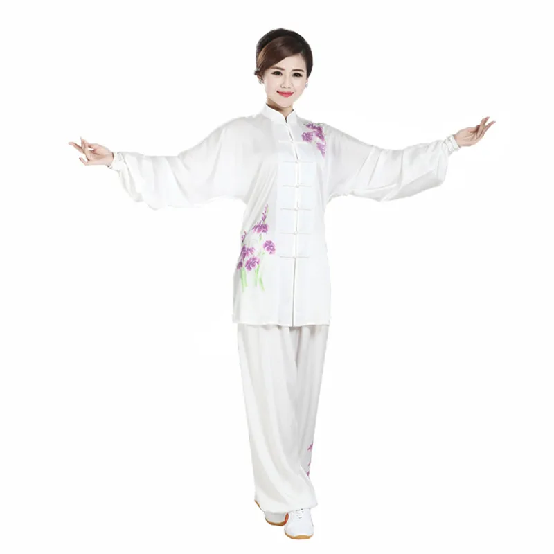 Женские костюмы из искусственного шёлка Tai Chi Kung Fu с рисунком Taiji Wushu комплект трех