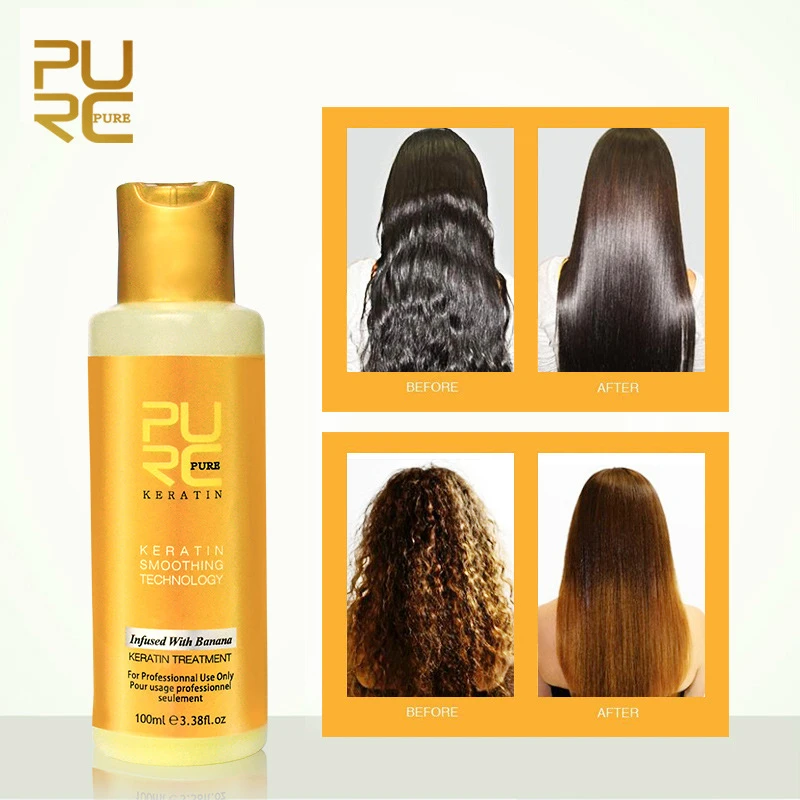 

PURC 8% Banana flavor Brazilian Keratin Treatment Straightening Hair Repair Damaged Frizzy Hair Make Hair Smooth and Shiny 100ml