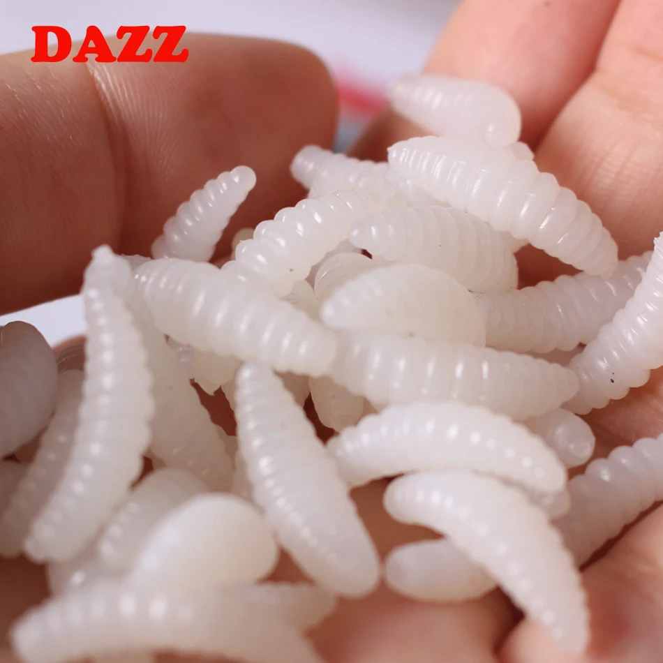 50 шт. 2 см/0 4 г Мягкая рыболовная приманка Mealworms черви Светящиеся Силиконовые