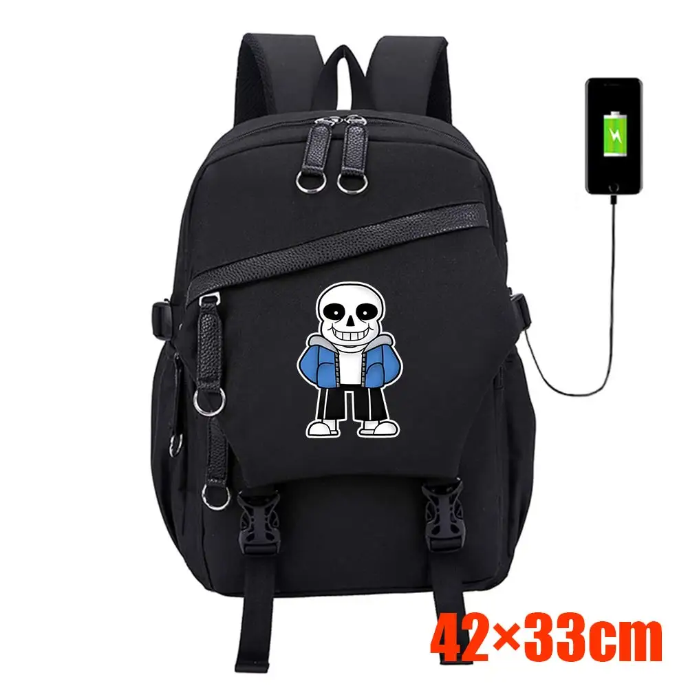 Undertale Sans Модный водонепроницаемый рюкзак для ноутбука Противоугонная зарядка