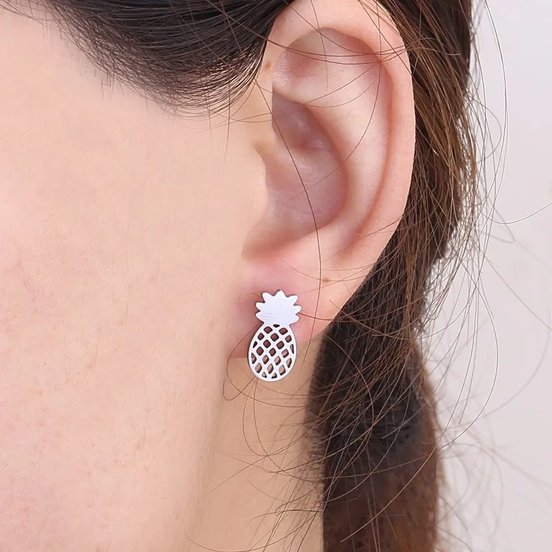 Серьги-гвоздики в виде ананаса из нержавеющей стали | Украшения и аксессуары