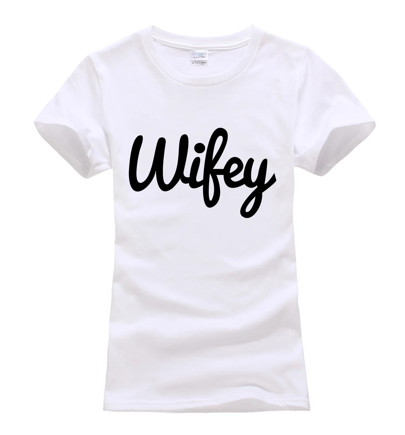 2017 Для женщин футболка Wifey печати хлопок Повседневное уличная рубашка Леди