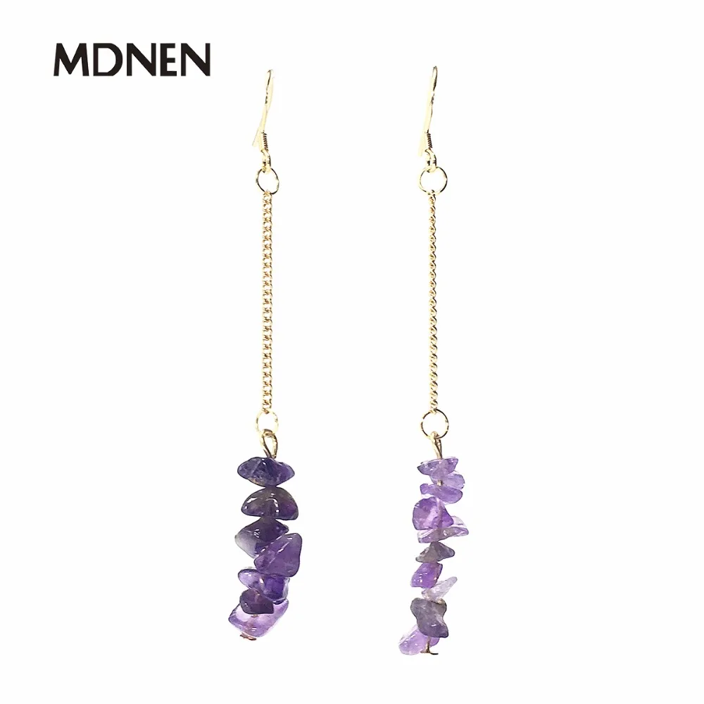 Dangle Earrings Broken Stone Green Purple Pink Irregular Fashion Drop For Women Gift Girl | Украшения и аксессуары