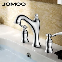 jomoo bathroom basin faucet solid brass chrome deck mounted basin mixer three holes double handles water tap bathroom faucet