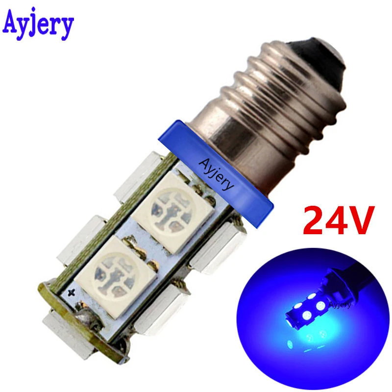 

AYJERY 24V 100 PCS E10 Led Light Screw Socket Led Car Light 5050 Chip 9 SMD Interior Light White Red Amber Auto Instrument Light